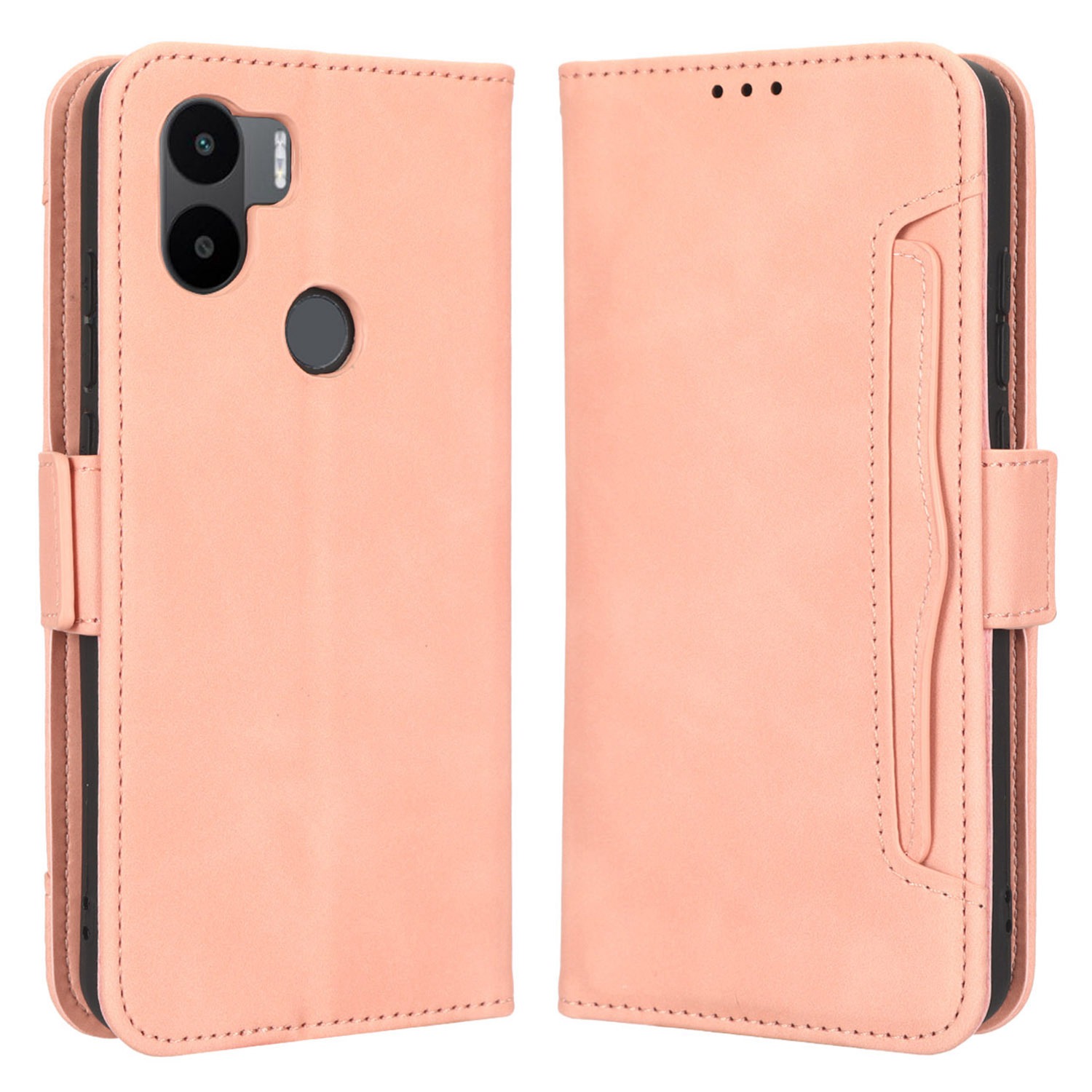 

Für Xiaomi Redmi A1+ 4G Mehrere Kartensteckplätze PU Leder Dual Magnetic Clasp Phone Deckungsständer Brieftasche Hülle - Rosa, Xiaomi Redmi A1+ 4G