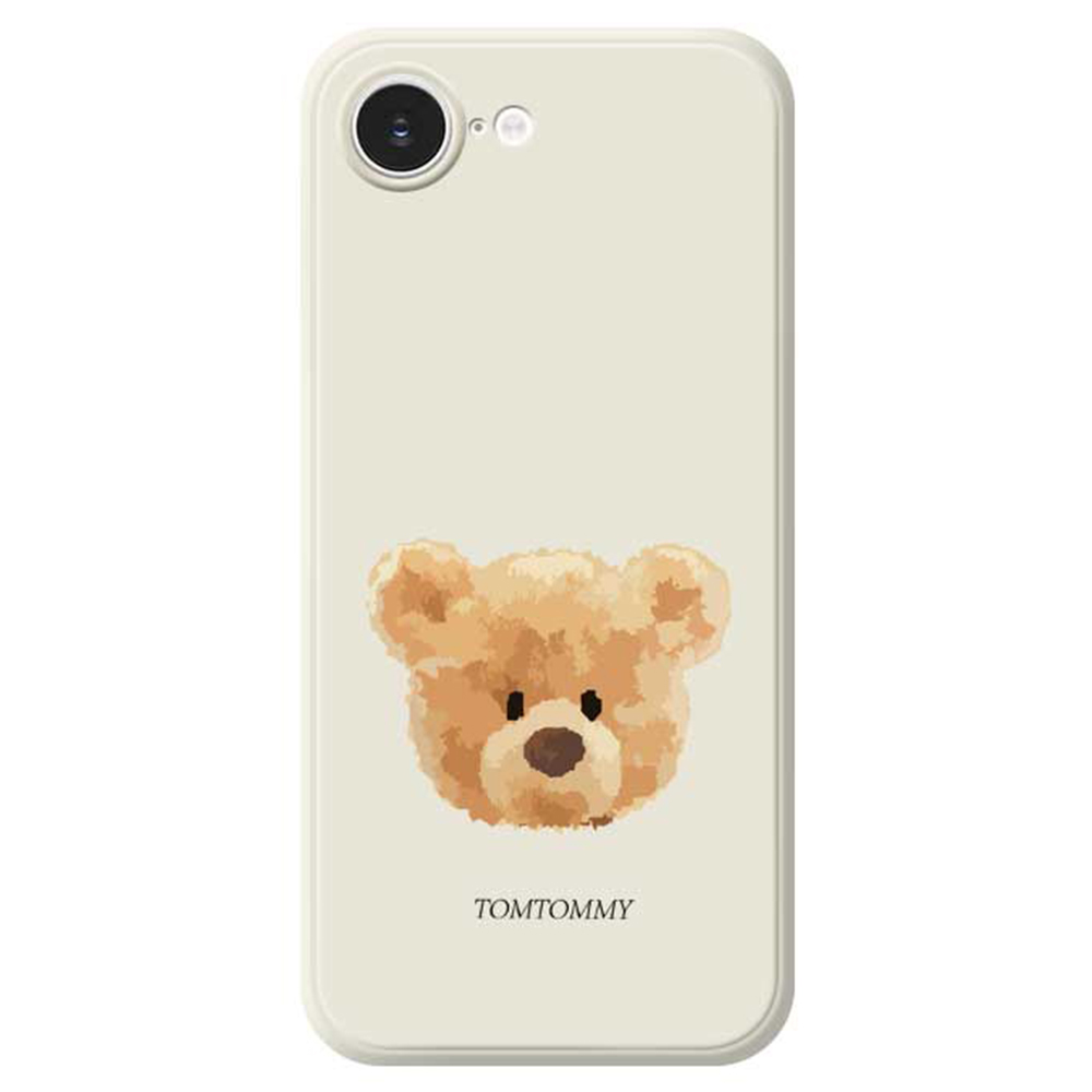 For iPhone 17e / 16e Case Brown Bear Doll Head Pattern Printing Straight Edge TPU Phone Back Cover - Beige