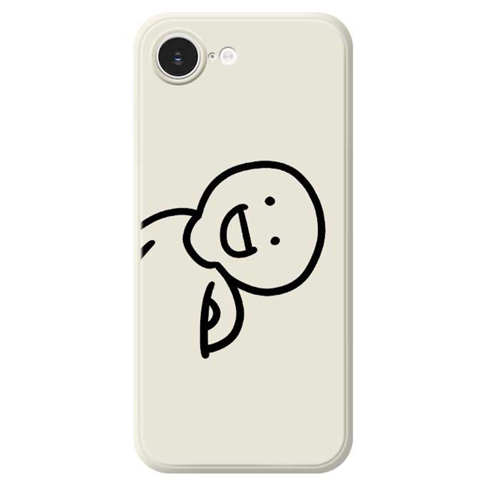 For iPhone 17e / 16e Case Cute Tilted Head Pattern Printing Straight Edge TPU Phone Back Cover - Beige