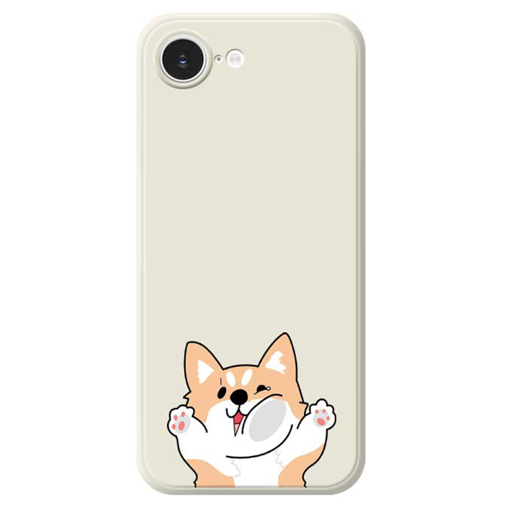 For iPhone 17e / 16e Case Cartoon Dog Pattern Printing Straight Edge TPU Phone Back Cover - Beige