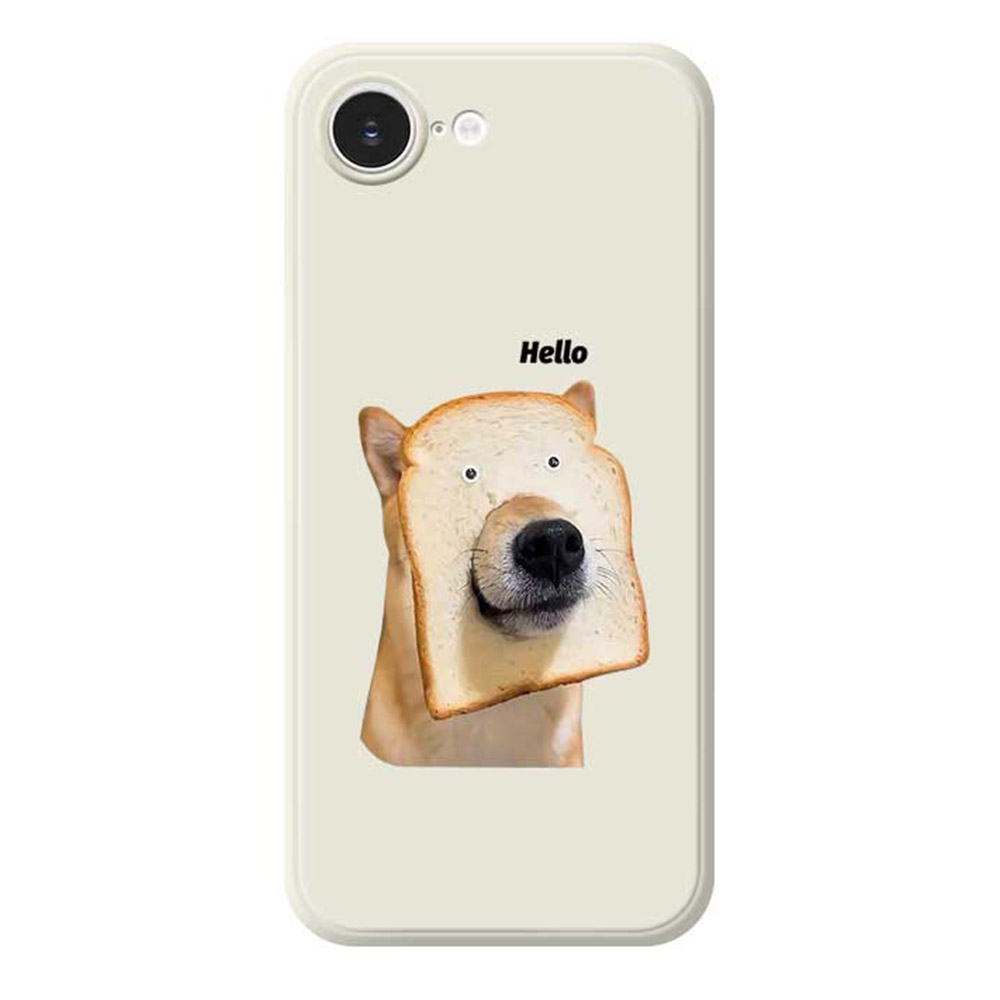 For iPhone 17e / 16e Case Toast Dog Pattern Printing Straight Edge TPU Phone Back Cover - Beige