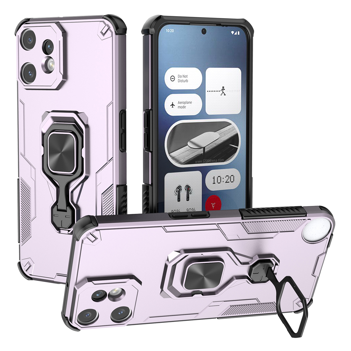 For Nothing CMF Phone 2 Pro Case Rotatable Ring Kickstand PC + TPU Shockproof Phone Cover - Purple