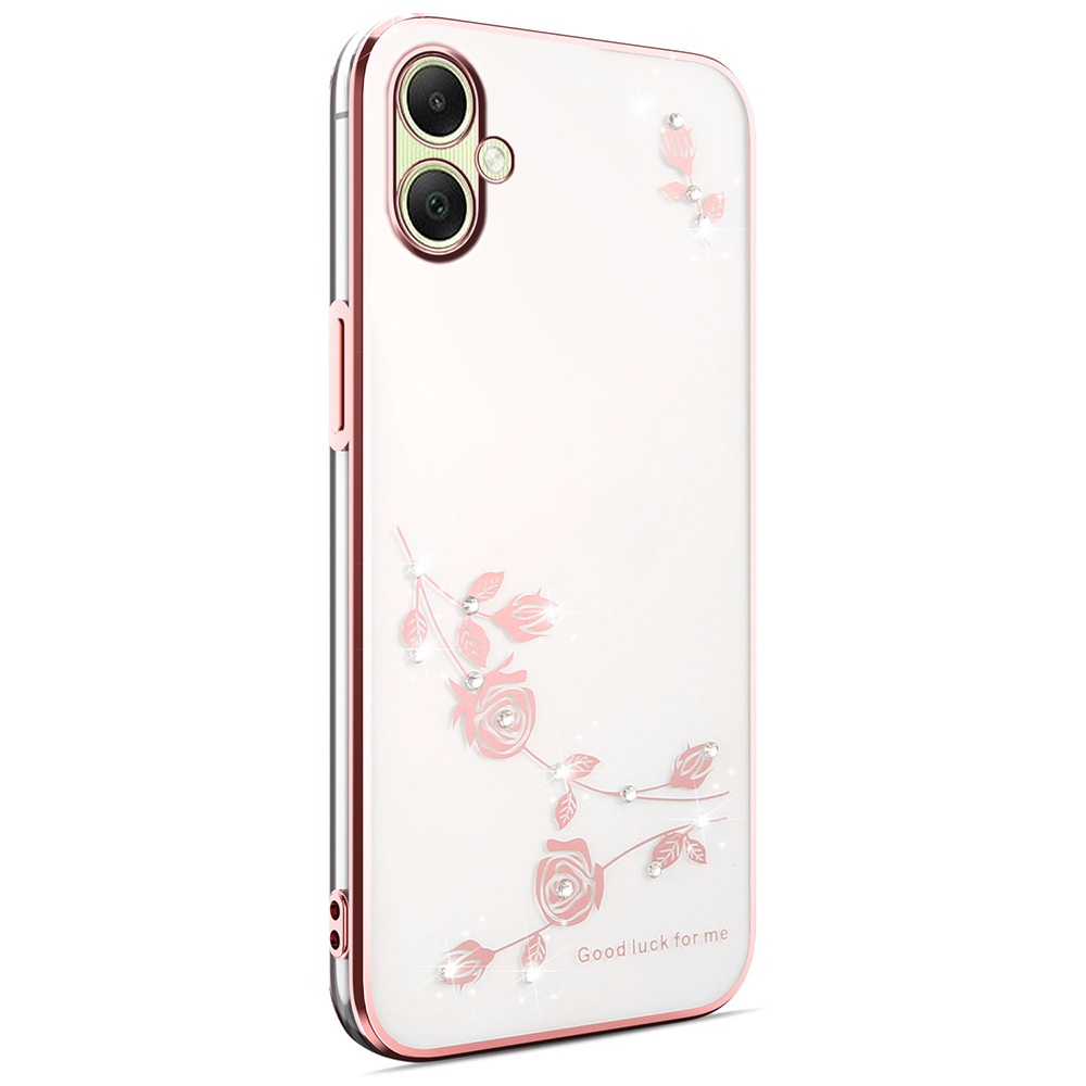 KADEM For Samsung Galaxy A07 4G Case Flower Rhinestone Decor TPU Phone Cover - Rose Gold