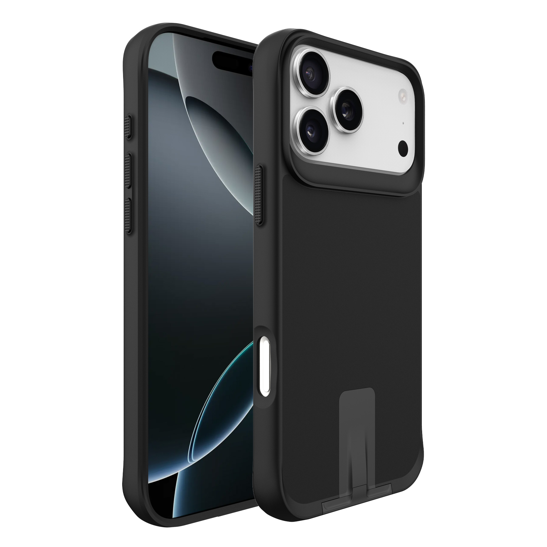 For iPhone 17 Pro Max Magnetic Case PC + TPU Phone Cover with Hidden Kickstand - Black