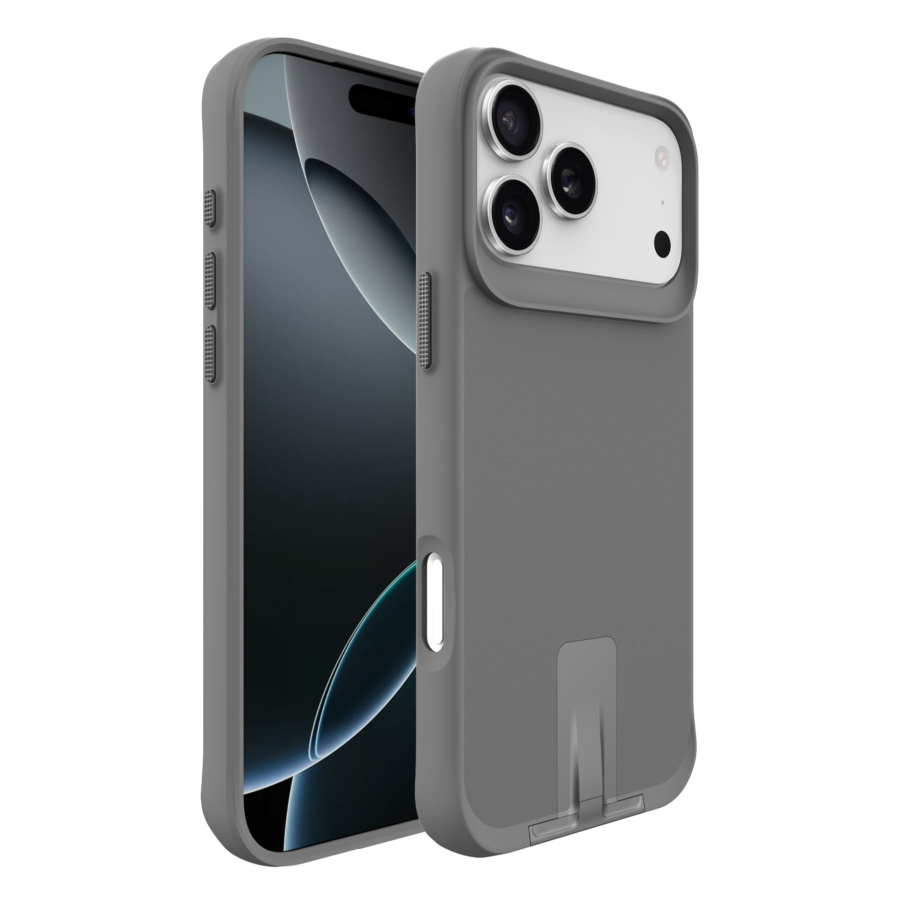 For iPhone 17 Pro Max Magnetic Case PC + TPU Phone Cover with Hidden Kickstand - Grey