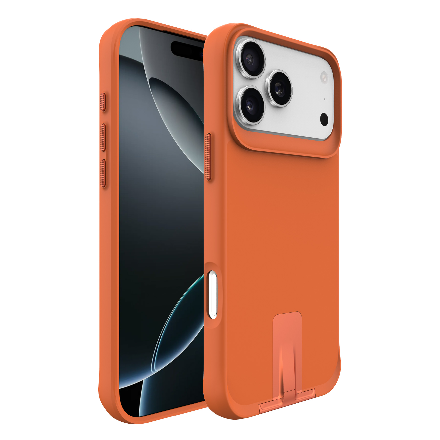 For iPhone 17 Pro Magnetic Case PC + TPU Phone Cover with Hidden Kickstand - Orange