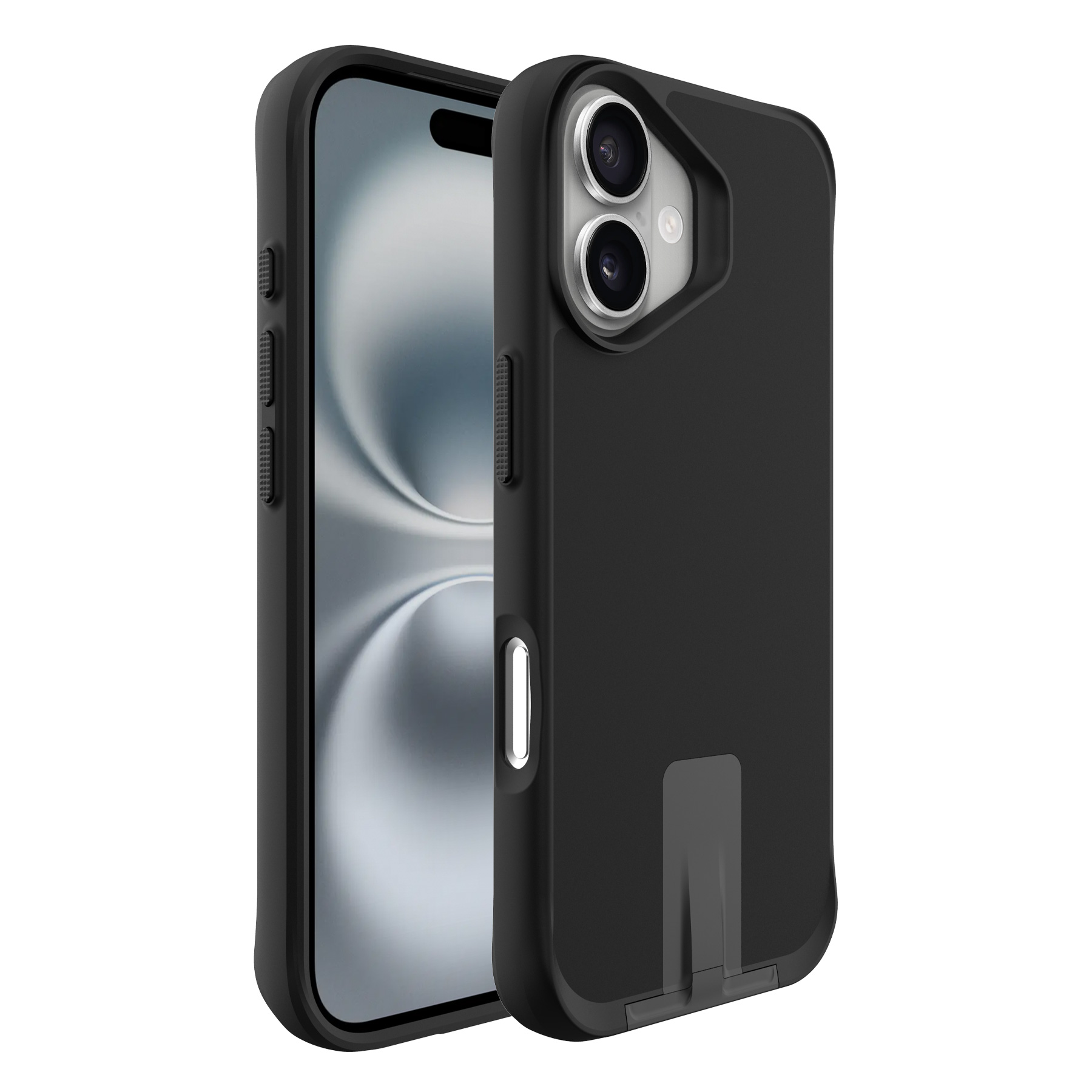 For iPhone 17 Magnetic Case PC + TPU Phone Cover with Hidden Kickstand - Black