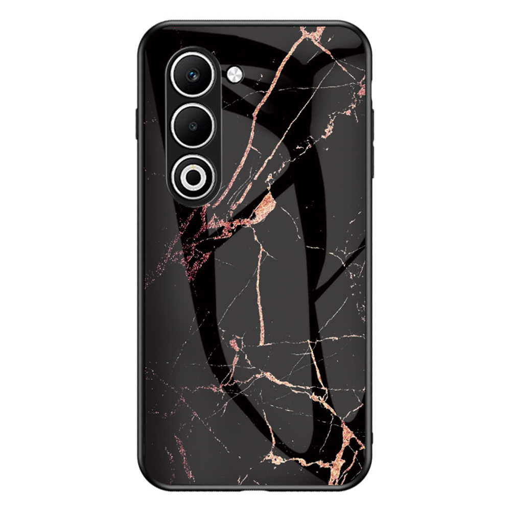 For Oppo A5 5G Case Marble Pattern Tempered Glass + PC + TPU Protective Phone Cover - Gold Black Marble