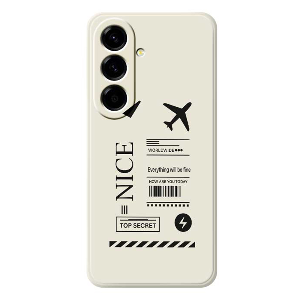 For Samsung Galaxy A56 5G Case Boarding Ticket Pattern Printing Straight Edge TPU Phone Back Cover - Beige