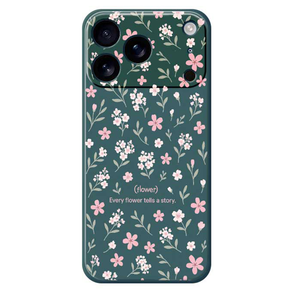 For iPhone 17 Pro Case Small Flower Pattern Printing Straight Edge TPU Phone Back Cover - Green