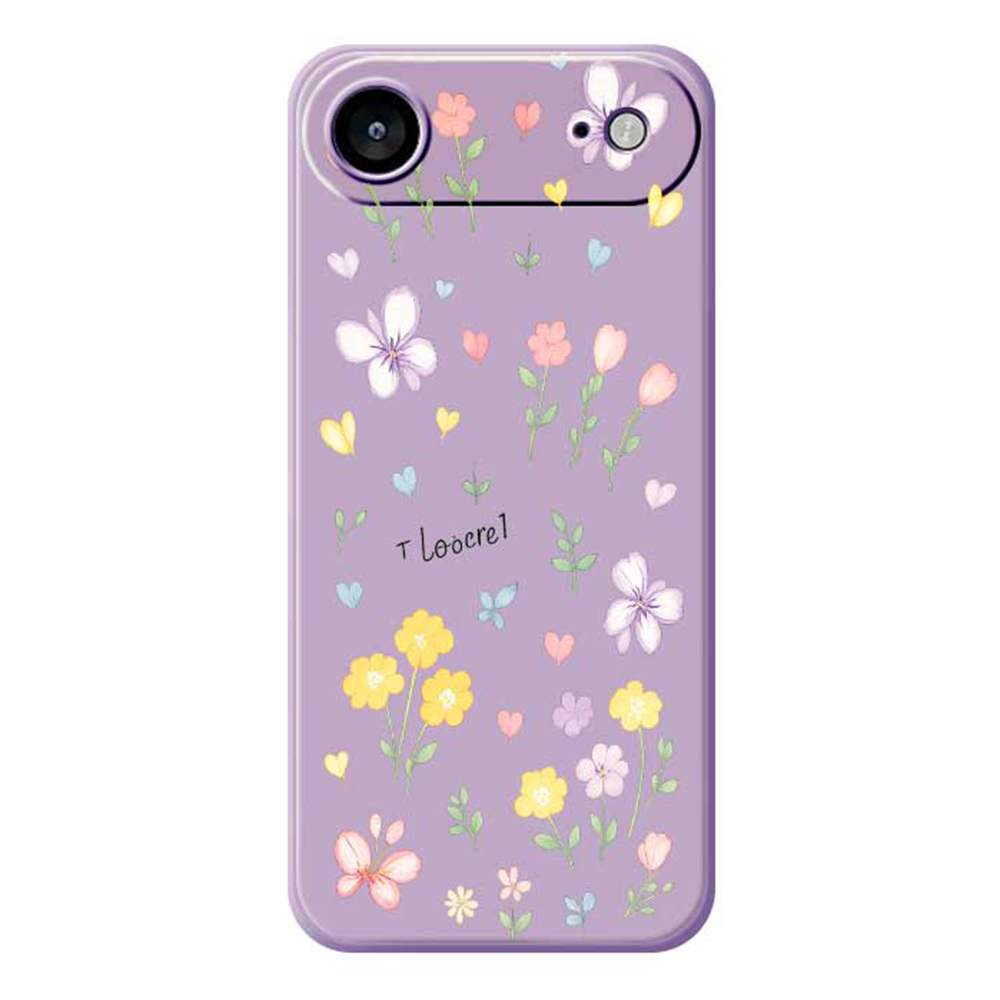 For iPhone Air Case Small Flowers Pattern Printing Straight Edge TPU Phone Back Cover - Purple