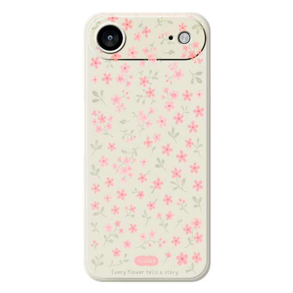 For iPhone Air Case Pink Small Flowers Pattern Printing Straight Edge TPU Phone Back Cover - Beige