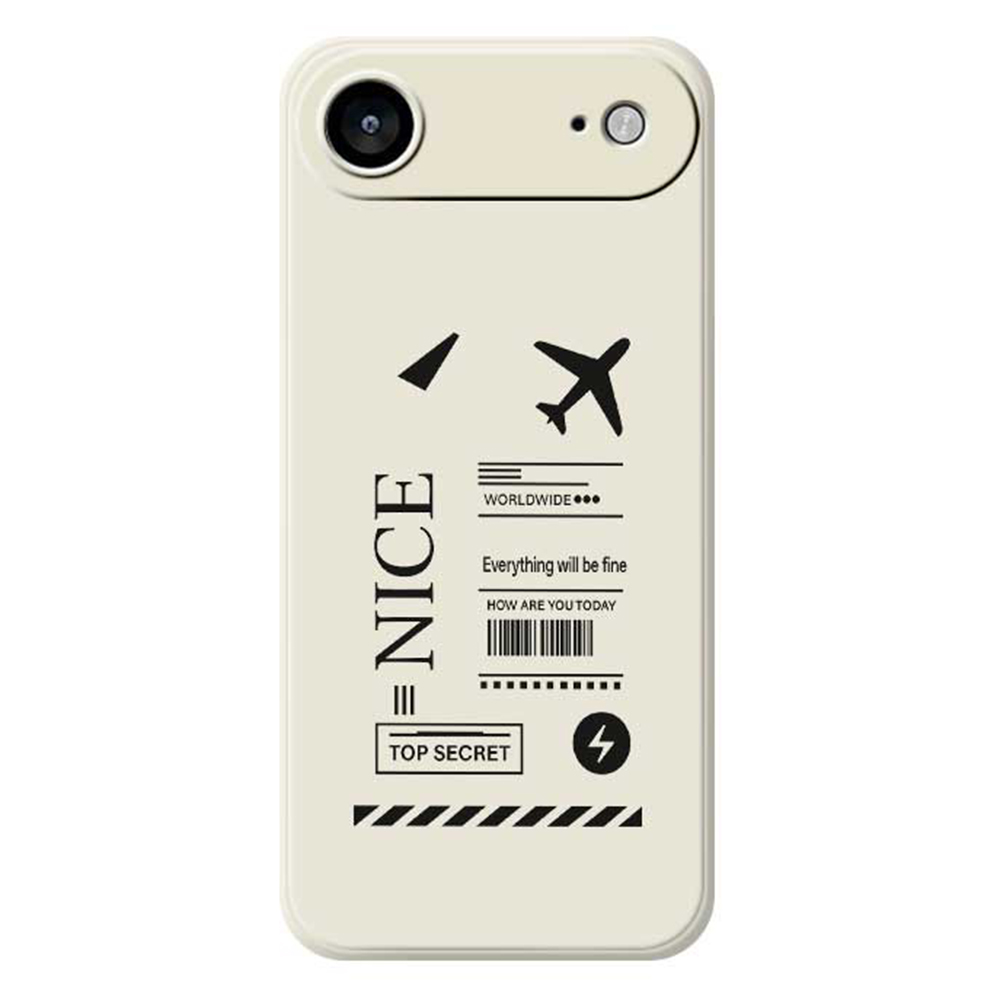 For iPhone Air Case Boarding Ticket Pattern Printing Straight Edge TPU Phone Back Cover - Beige