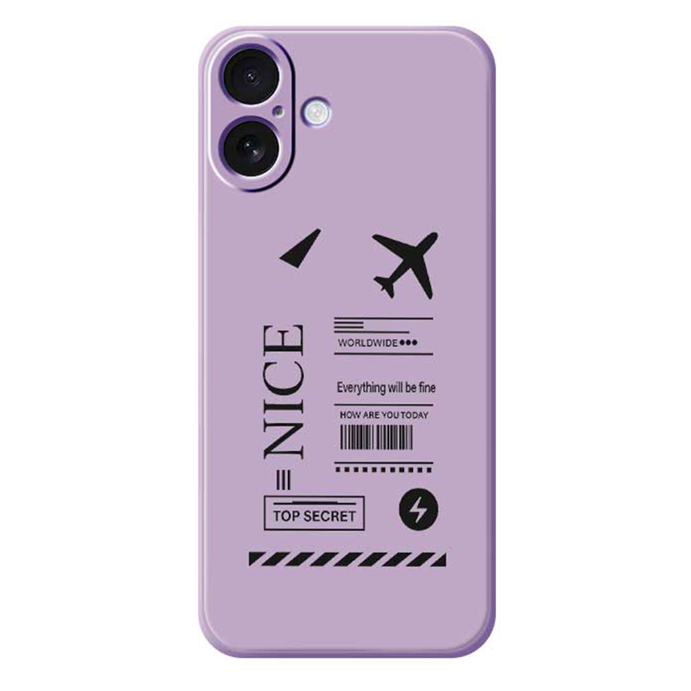 For iPhone 17 Case Boarding Ticket Pattern Printing Straight Edge TPU Phone Back Cover - Purple