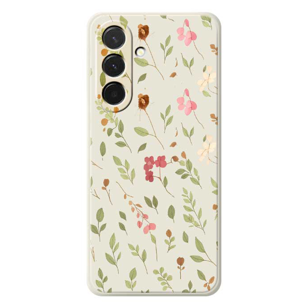 For Samsung Galaxy A36 5G Case Small Flower Leaves Pattern Printing Straight Edge TPU Phone Back Cover - Beige