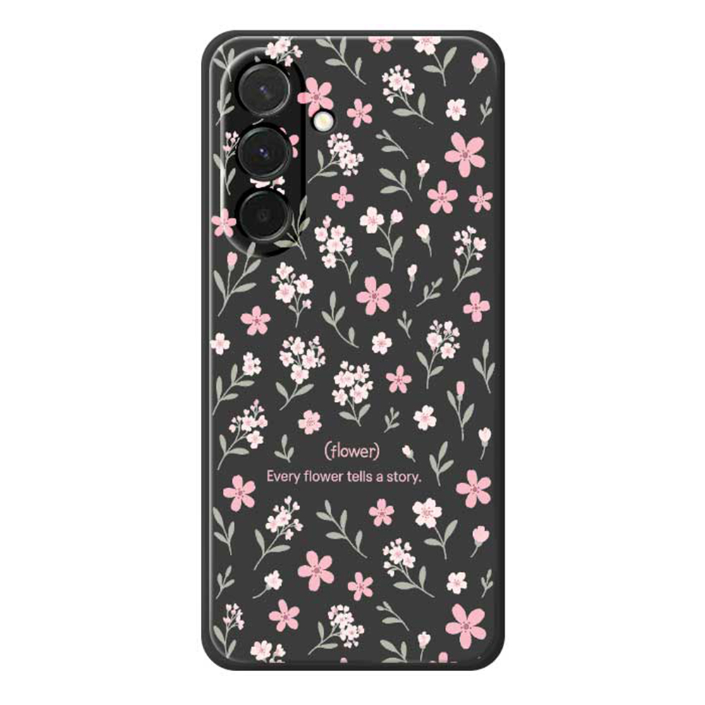 For Samsung Galaxy A36 5G Case Small Flower Pattern Printing Straight Edge TPU Phone Back Cover - Black