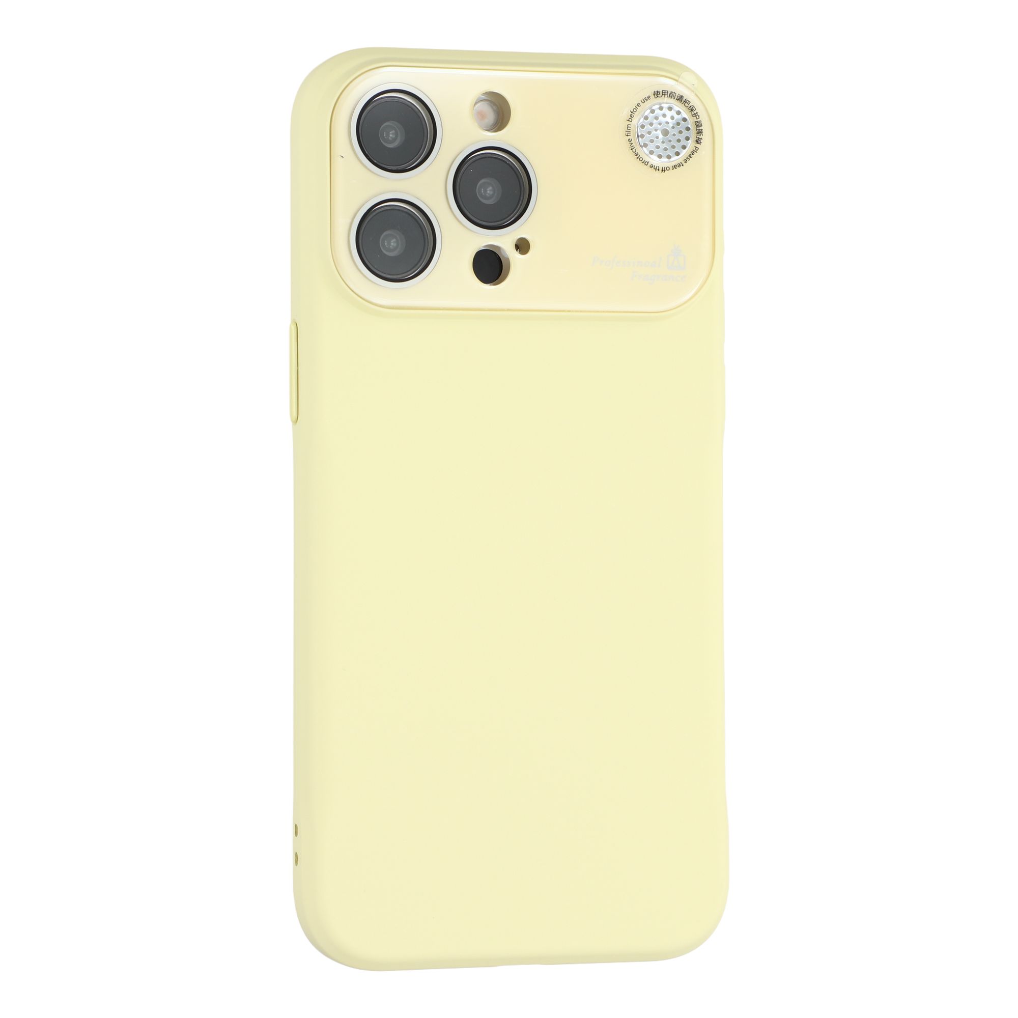 For iPhone 13 Pro Case Large Camera Window Liquid Silicone Aromatherapy Phone Cover - Yellow