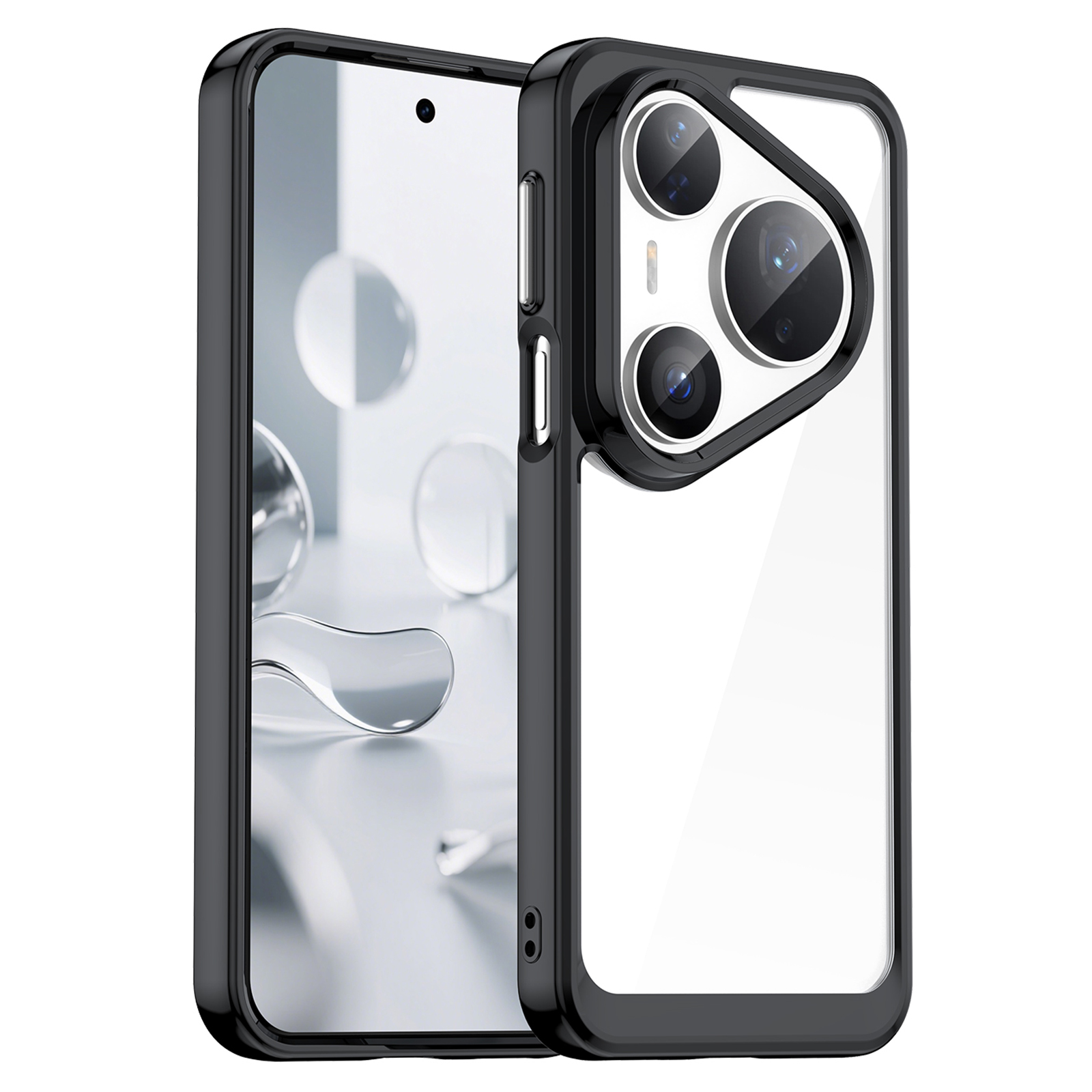For Huawei Pura 80 Pro / 80 Pro+ / 80 Ultra Case TPU + Acrylic Protective Clear Phone Cover - Black