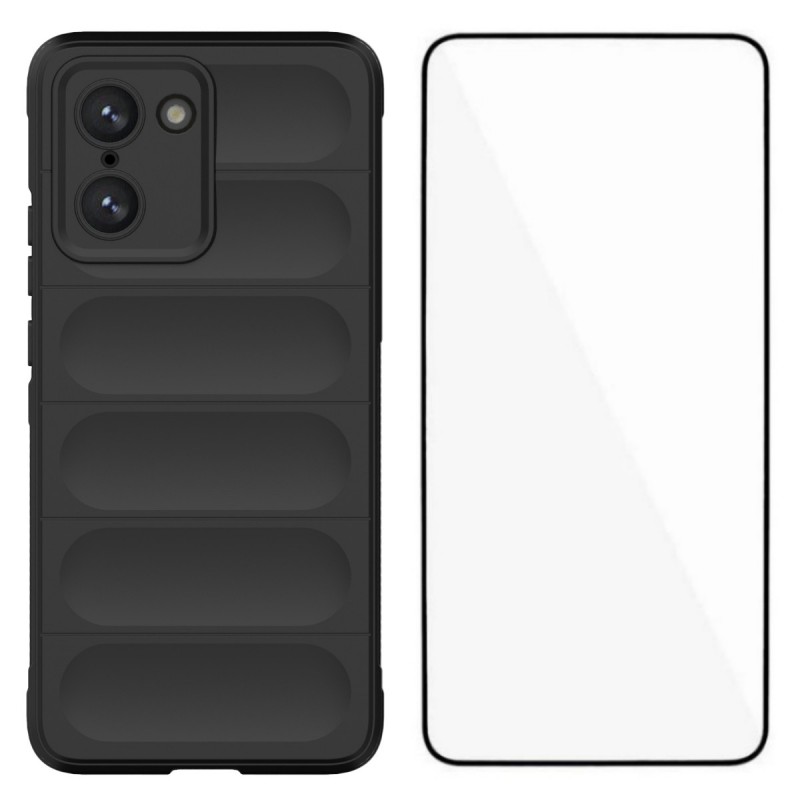 WANLONFENG For OnePlus Nord CE5 5G / OnePlus Ace 5 Racing 5G TPU Case  HD Series Anti Slip Phone Cover with Tempered Glass - Black