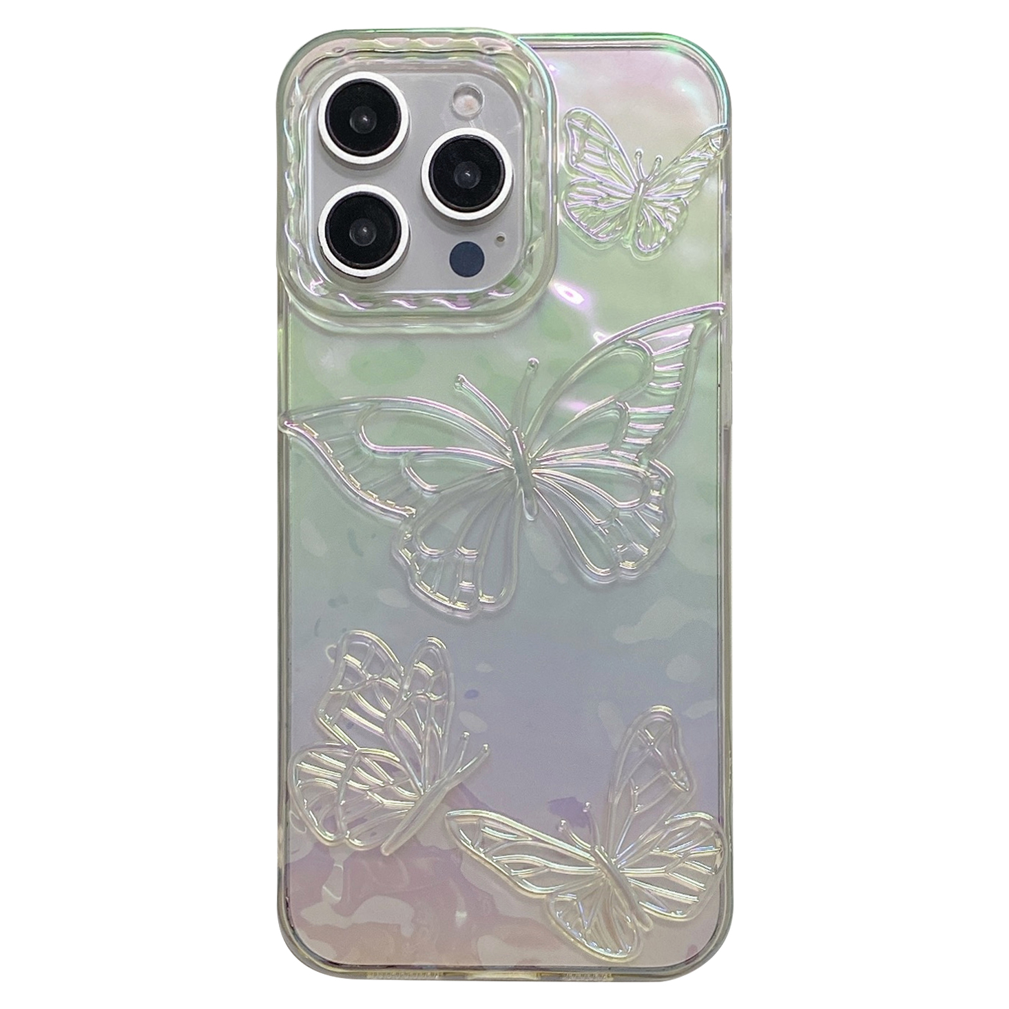 For iPhone 15 Pro Case 3D Laser Butterfly Design Shockproof TPU Phone Cover