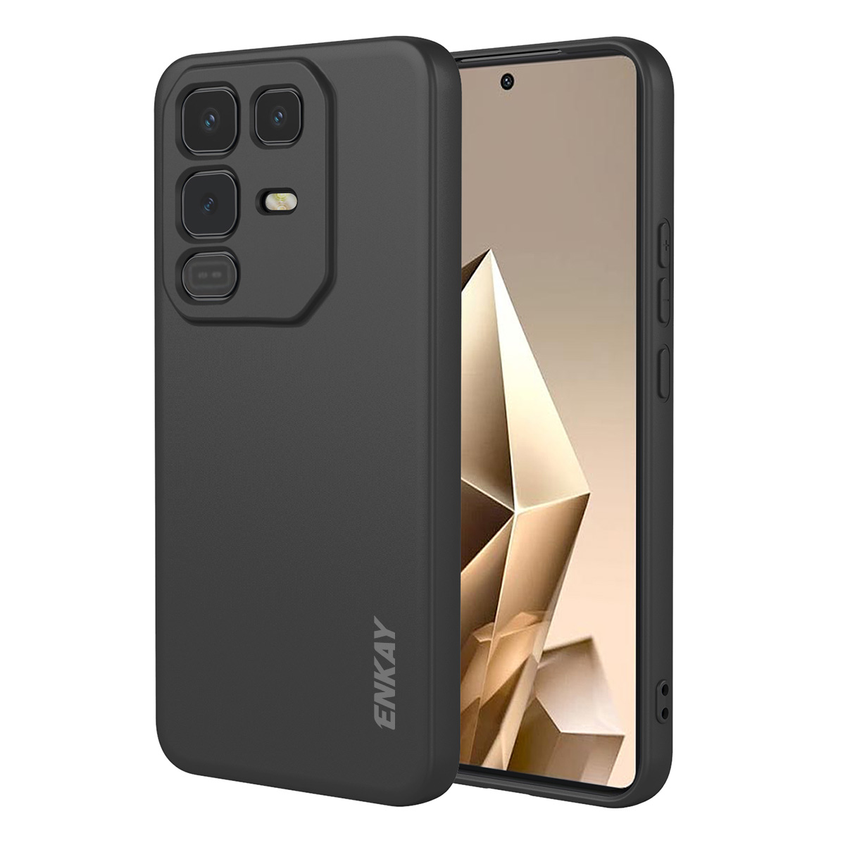 ENKAY HAT PRINCE For Infinix Note 50 Pro 4G / Infinix Note 50 4G Silicone Case   Straight Edge Cell Phone Back Cover - Black
