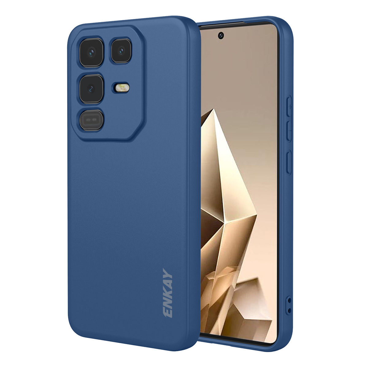 ENKAY HAT PRINCE For Infinix Note 50 Pro 4G / Infinix Note 50 4G Silicone Case   Straight Edge Cell Phone Back Cover - Dark Blue