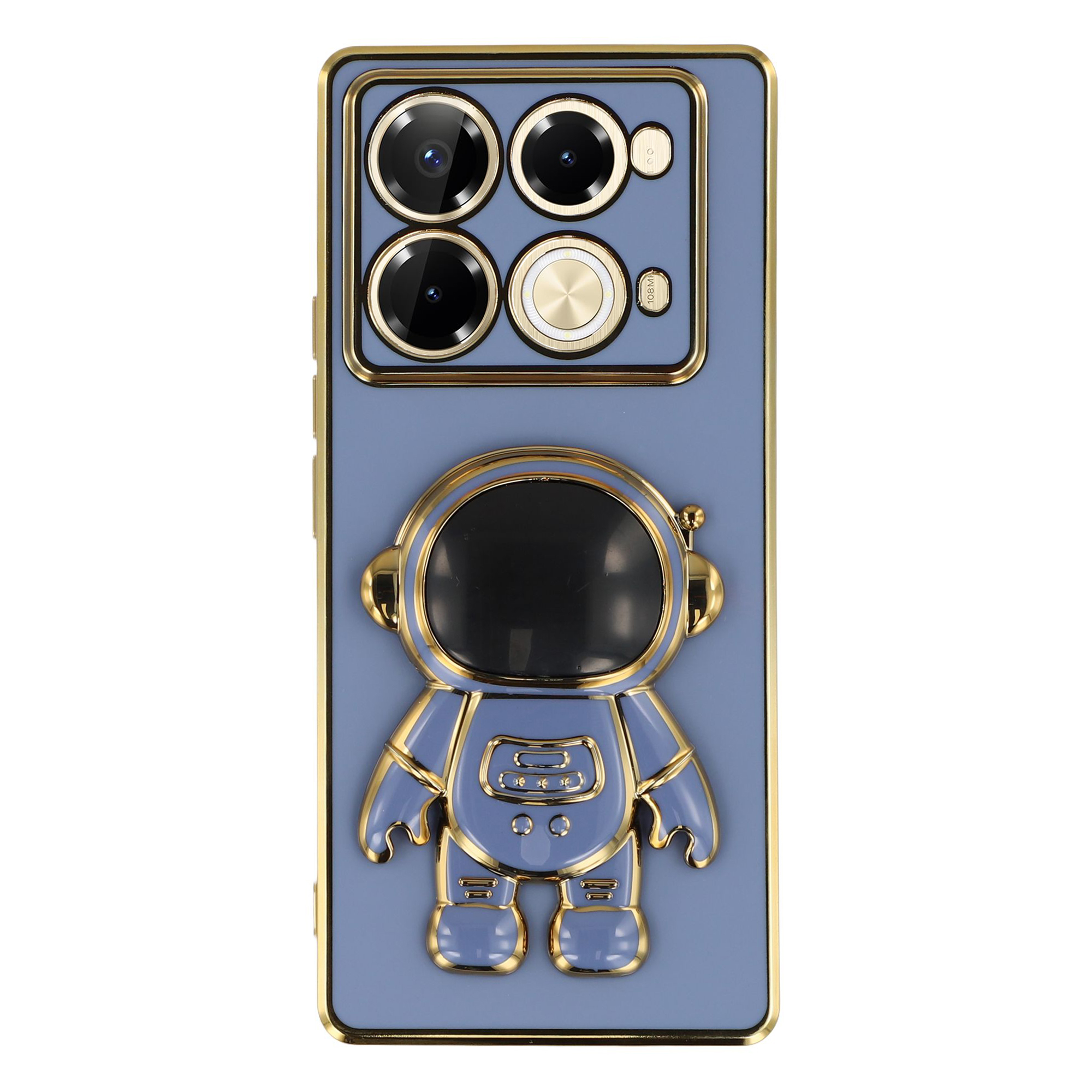 For Infinix Note 40 Pro 4G / 5G / Note 40 Pro+ Case Electroplating Soft TPU Phone Cover with Astronaut Hidden Kickstand - Blue