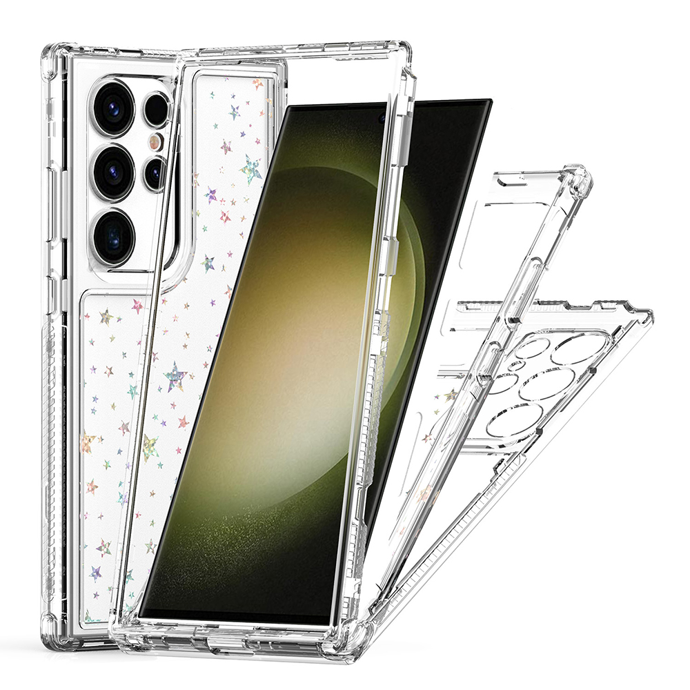 For Samsung Galaxy S25 Ultra / S24 Ultra Case Acrylic TPU Clear Phone Cover with Laser-printed Film - Stars
