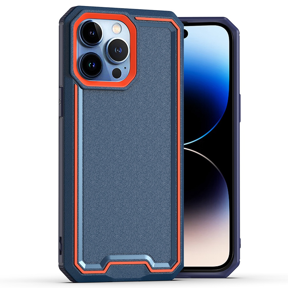 

Для Iphone 14 Pro Max Chase Case Dual Color Hare PC Soft TPU Shock-resee Case Antip-back Phone Cope - Синий / Апельсин, iPhone 14 Pro Max