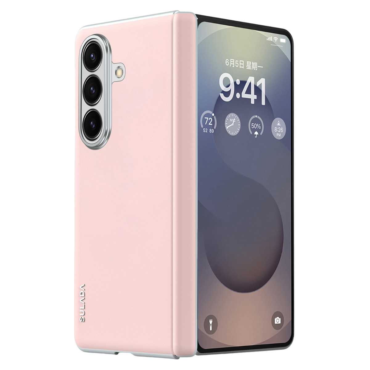 SULADA For Samsung Galaxy Z Fold7 5G Case Leather Back Cover Magnetic Case Hinge Protection - Pink