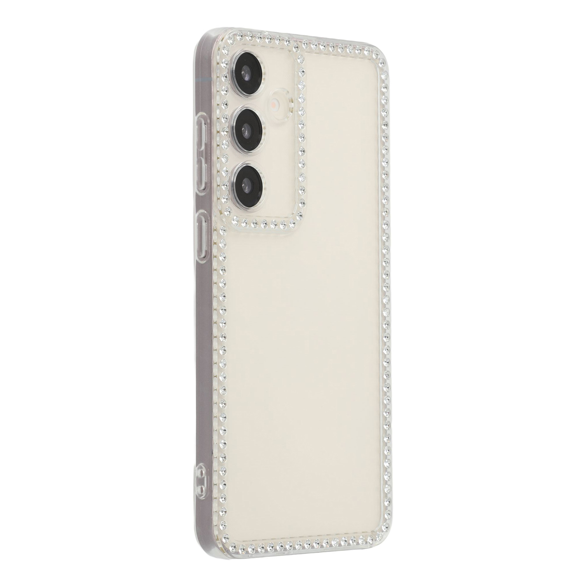 For Samsung Galaxy S24+ TPU Case Rhinestone Decor Clear Phone Back Cover, Precise Cutout