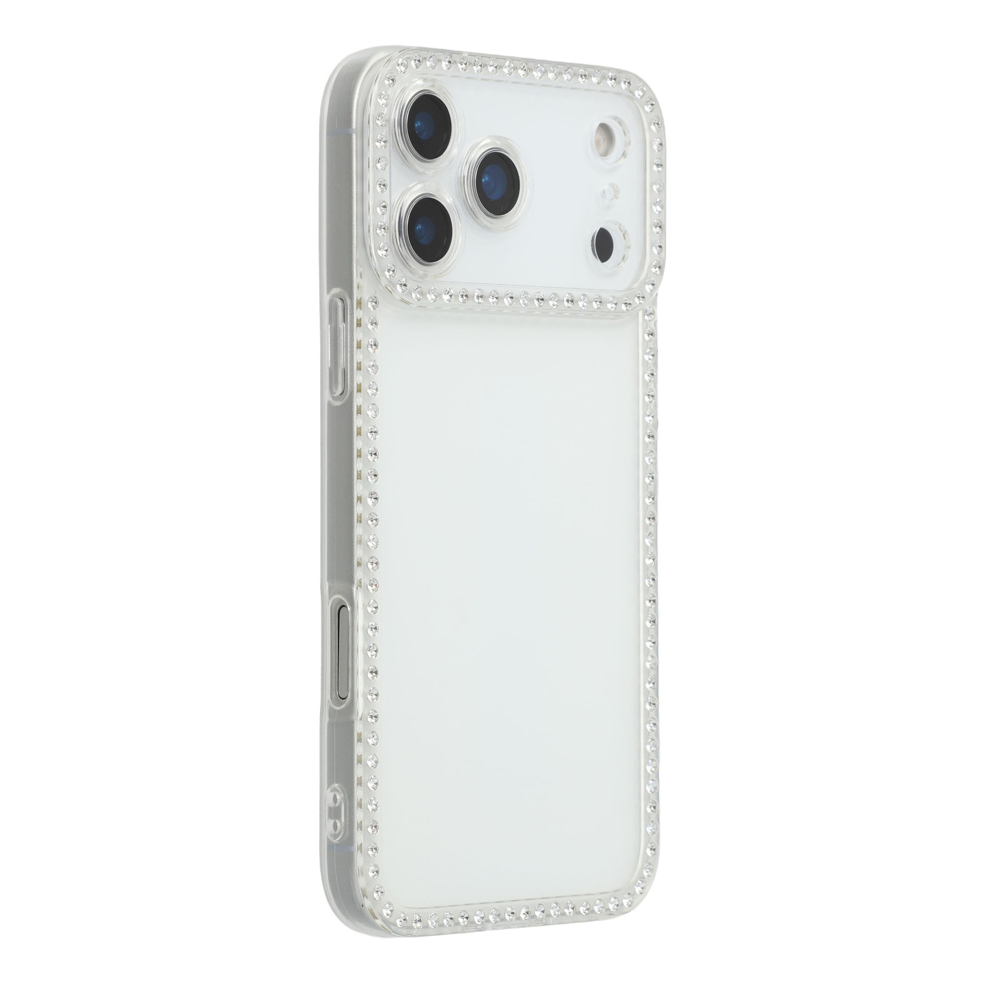 For iPhone 17 Pro TPU Case Rhinestone Decor Clear Phone Back Cover, Precise Cutout