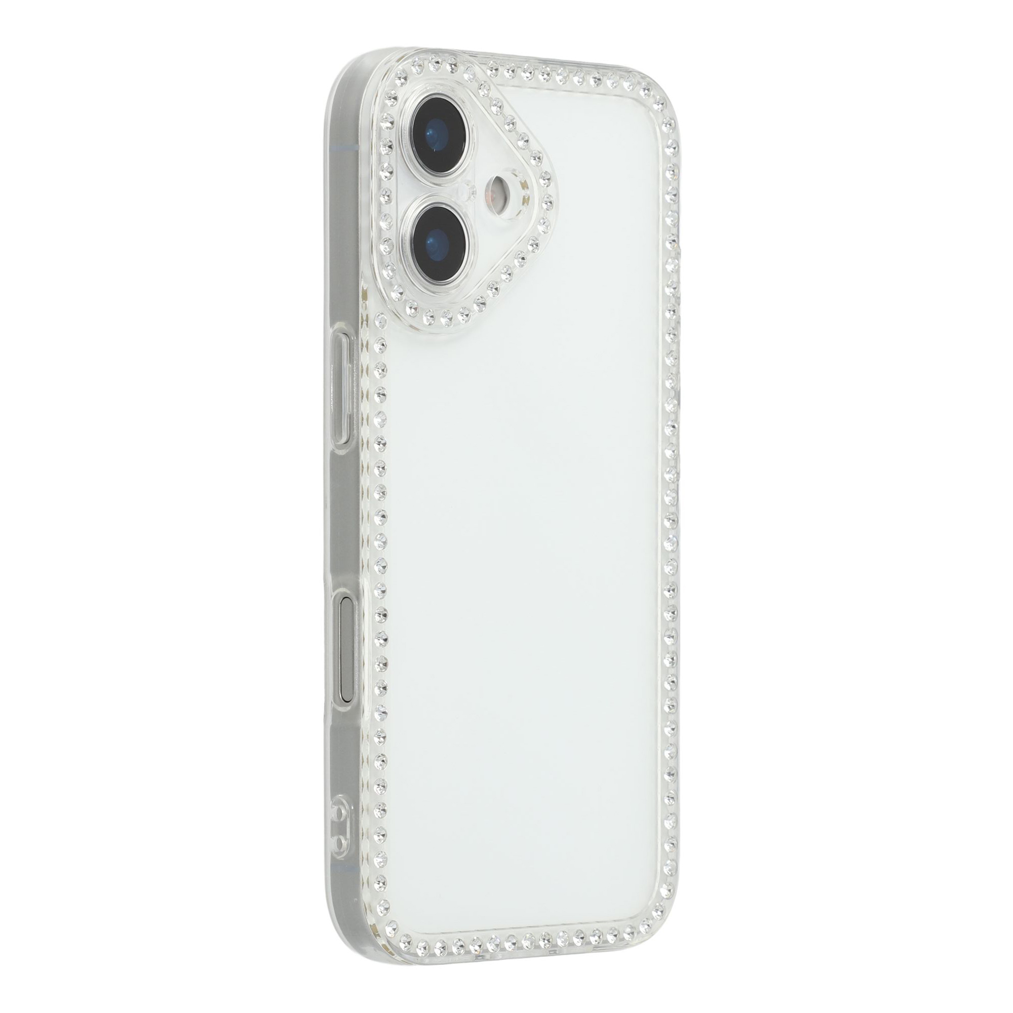 For iPhone 16 TPU Case Rhinestone Decor Clear Phone Back Cover, Precise Cutout