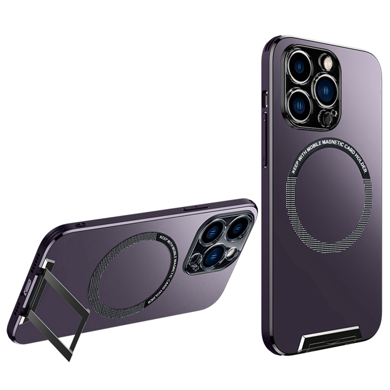 

Magnetic Phone Case for iPhone 13 Pro Max 6.7 inch, Kickstand Anti-Drop Aluminum Alloy+TPU+PC Phone Protector Compatible with MagSafe - Purple, iPhone 13 Pro Max