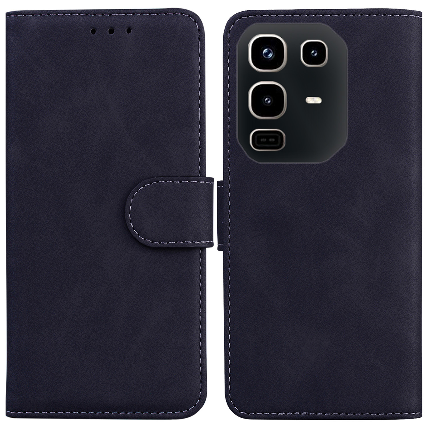 For Infinix Note 50 4G  /  Note 50 Pro 4G Case Solid Color Leather Wallet Phone Cover - Black