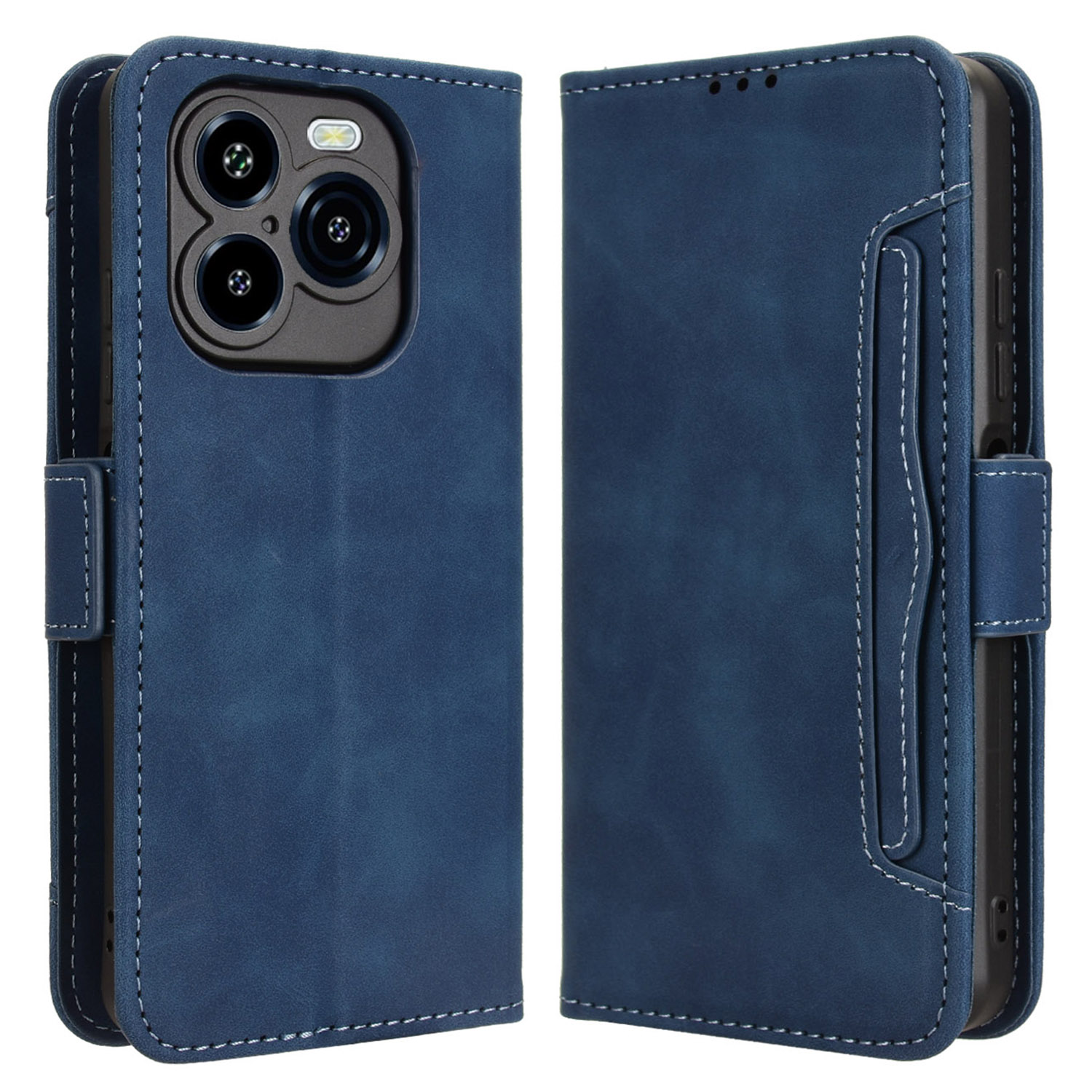 For Oukitel C65 / C65 Pro Leather Case Phone Wallet Cover with Multiple Card Slots - Blue