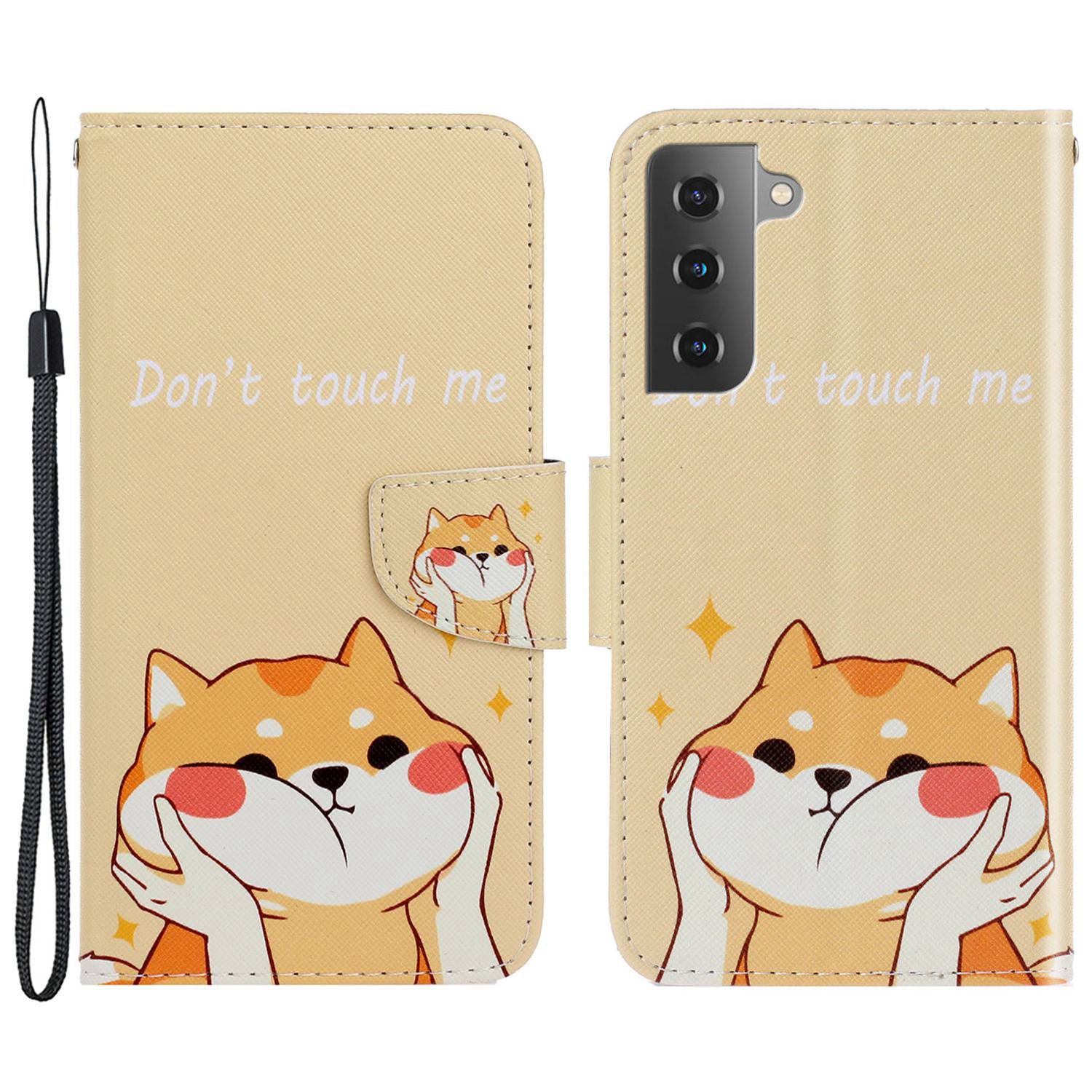 

Pattern Printing Phone Case for Samsung Galaxy S23, Cross Texture Anti-scratch PU Leather Wallet Stand Inner TPU Cover - Shiba Dog, Galaxy S23