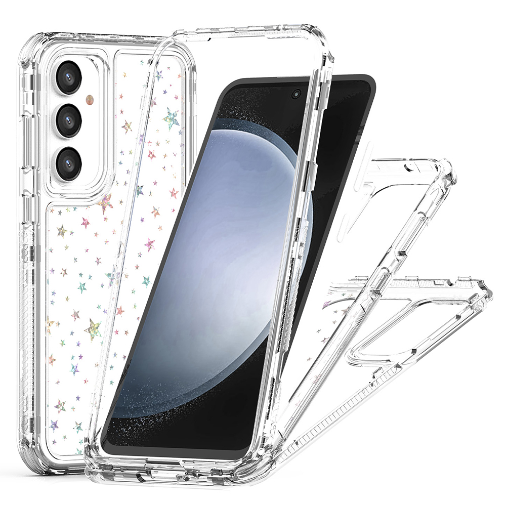 For Samsung Galaxy S24 FE Case Clear Acrylic TPU Hybrid Phone Cover with Laser-printed Film - Stars