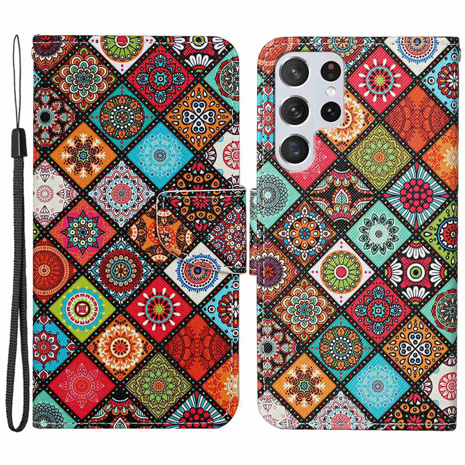 

Для Samsung Galaxy S23 Ultra Cross Texture PU - Этнический Стиль, Galaxy S23 Ultra
