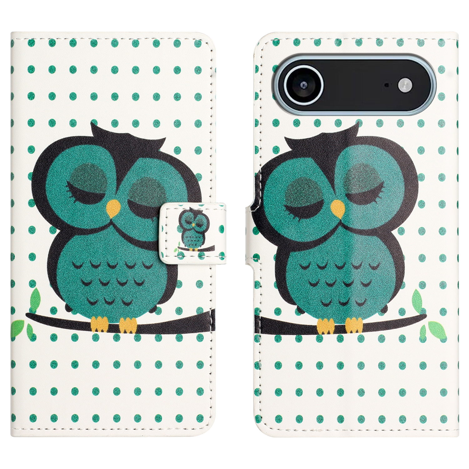 For iPhone Air Case Pattern Print PU Leather Wallet Phone Cover - Dots Owl