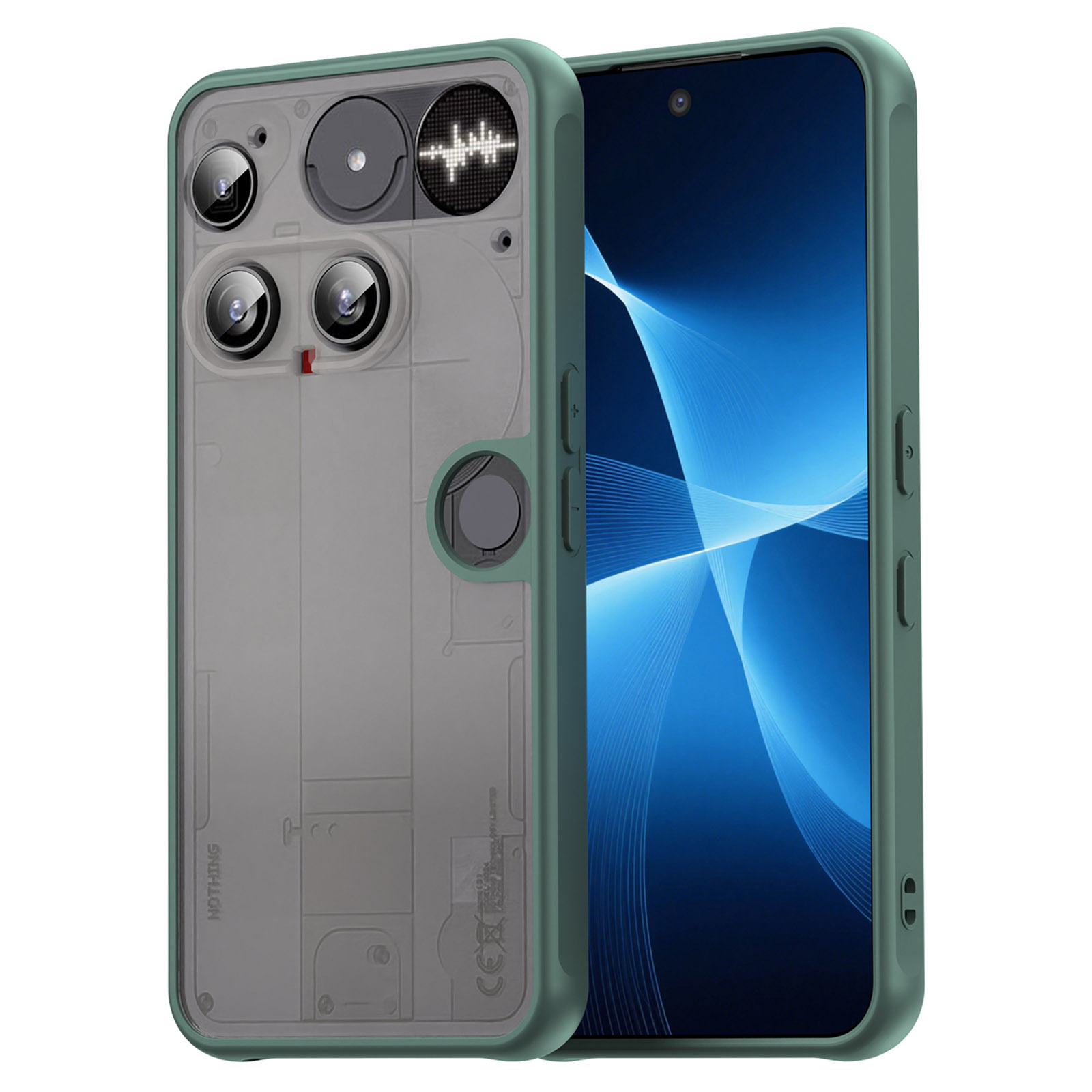 For Nothing Phone (3) 5G Case Drop Proof Airbags Frosted Translucent PC + TPU Phone Back Cover - Green