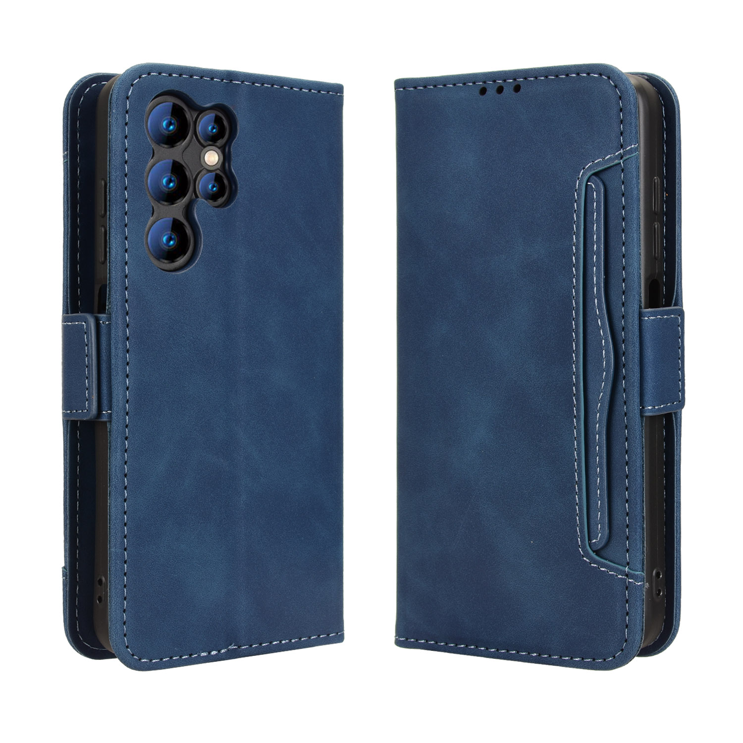 For Oukitel C1 Pro / Oukitel C1 Leather Case Phone Wallet Cover with Multiple Card Slots - Blue