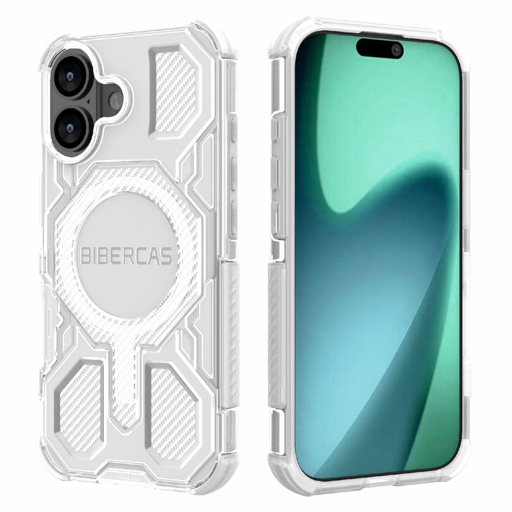 BIBERCAS J-16 Transparent Series For iPhone 17 Case Compatible with MagSafe TPU + PC Phone Cover - Transparent