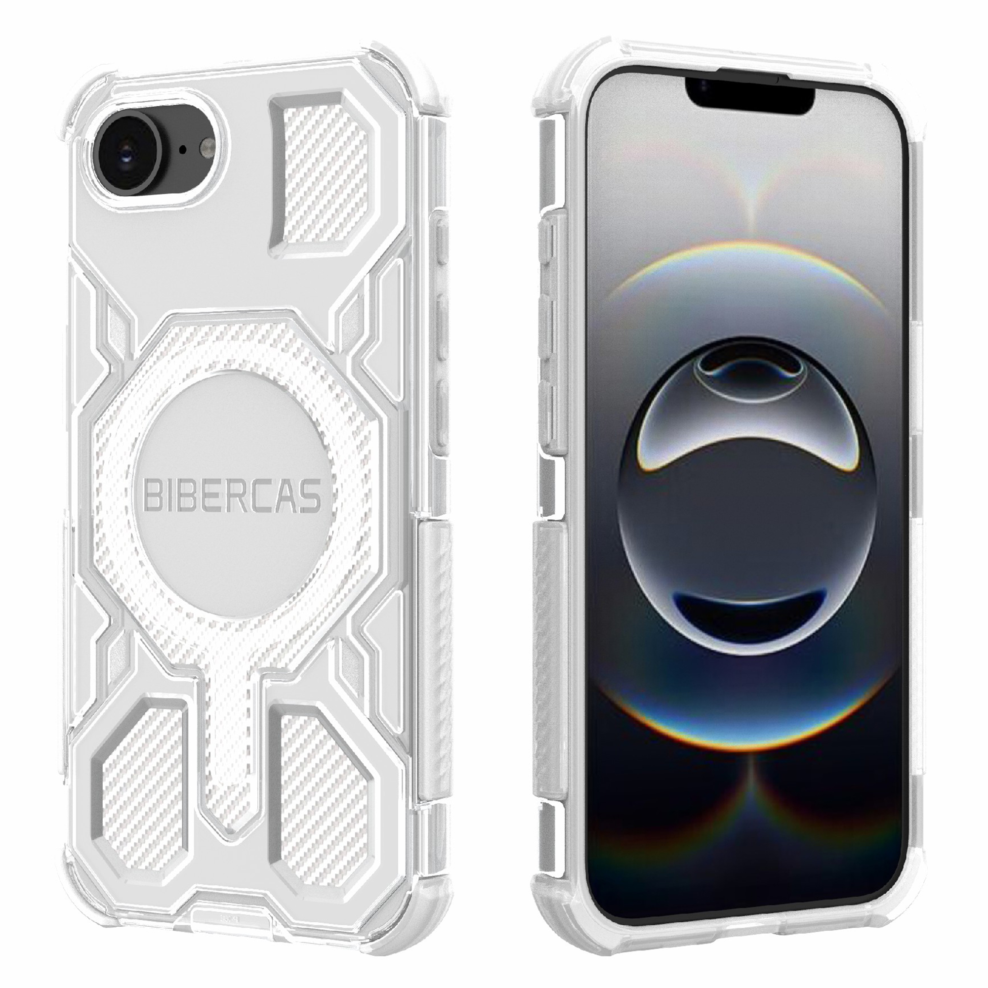 BIBERCAS J-16 Transparent Series For iPhone 17e / 16e Case Compatible with MagSafe TPU + PC Phone Cover - Transparent