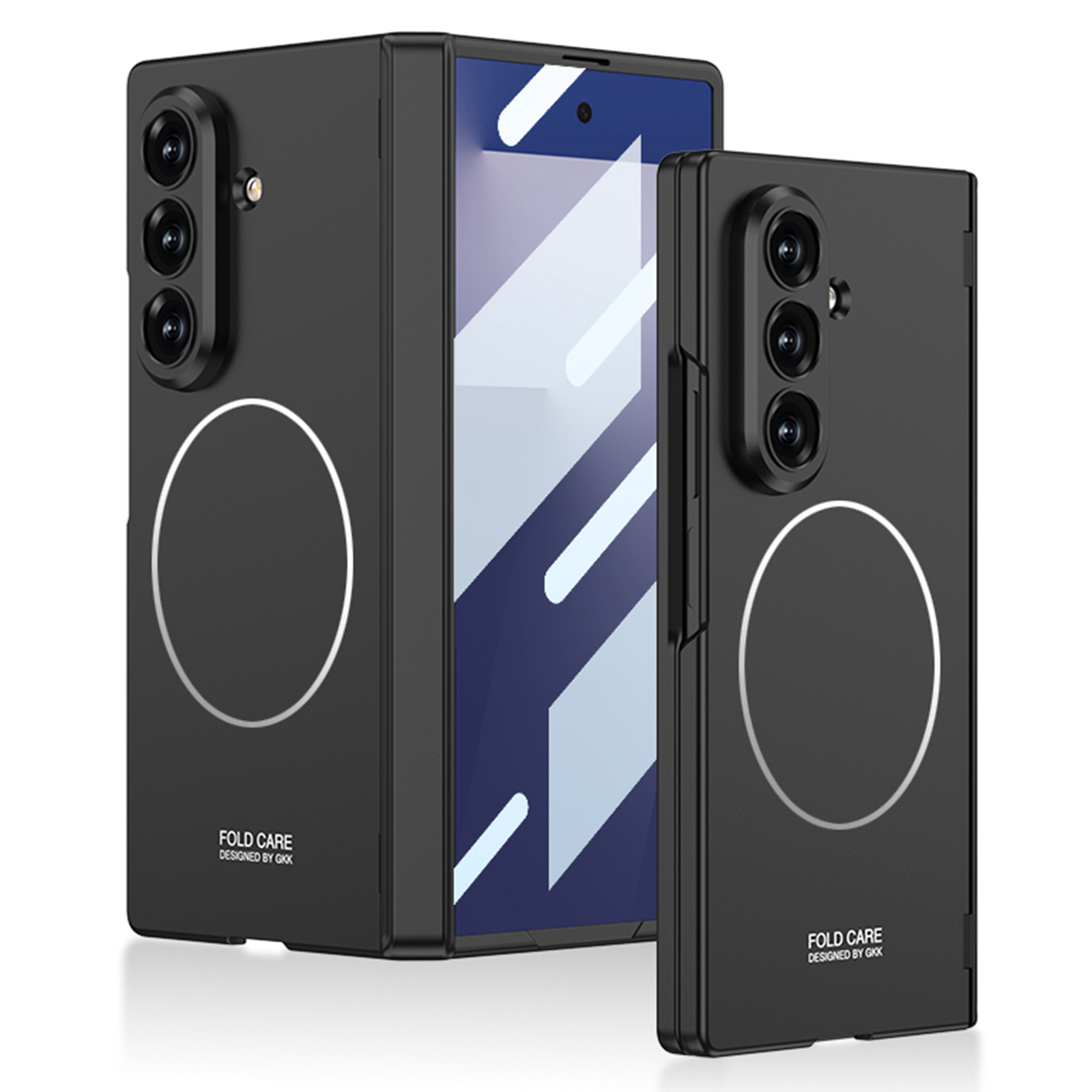 GKK For Samsung Galaxy Z Fold7 5G Case Hinge Protection PC Phone Cover with Screen Film, Wireless Charging Compatible - Black