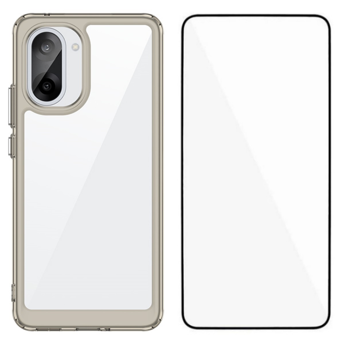 WANLONFENG For OnePlus Ace 5 Racing 5G / OnePlus Nord CE5 5G Phone Case  XC Series TPU Acrylic Cover with Tempered Glass (Big Lens Hole) - Transparent