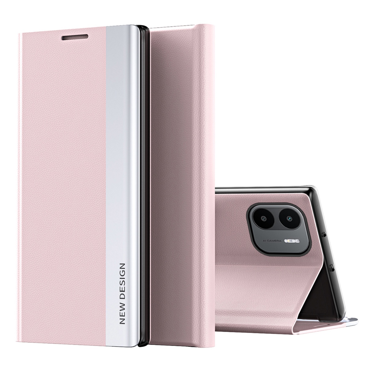 

Für Xiaomi Redmi A1 4g / A2 4G PU Leder Flip Ständer Deckung Elektroplierendes Telefonfall - Rosa, Xiaomi Redmi A2 4G