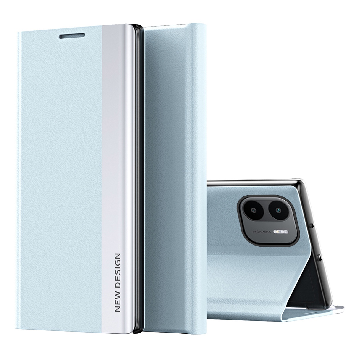 

Für Xiaomi Redmi A1 4g / A2 4G PU Leder Flip Ständer Deckung Elektroplierendes Telefonfall - Baby Blau, Xiaomi Redmi A2 4G