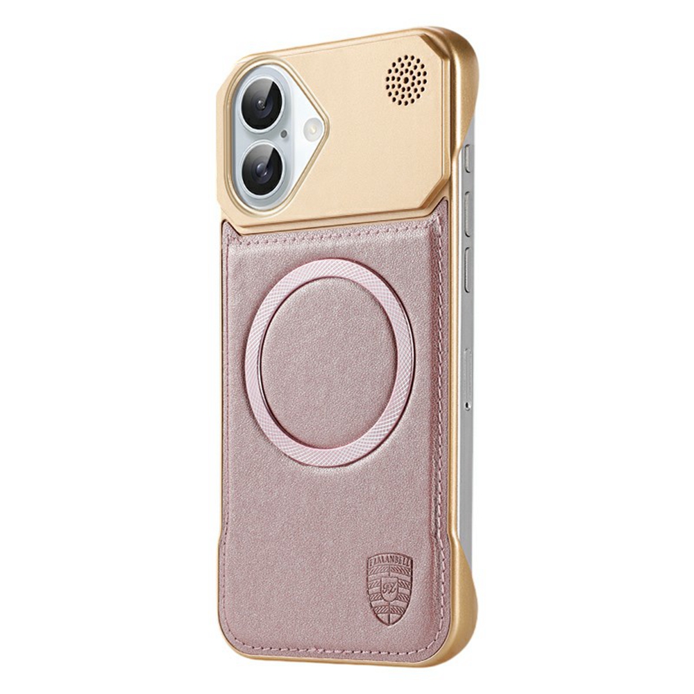 For iPhone 16 Aromatherapy Case Compatible with MagSafe Borderless Heat Dissipation Leather + PC Phone Cover - Pink