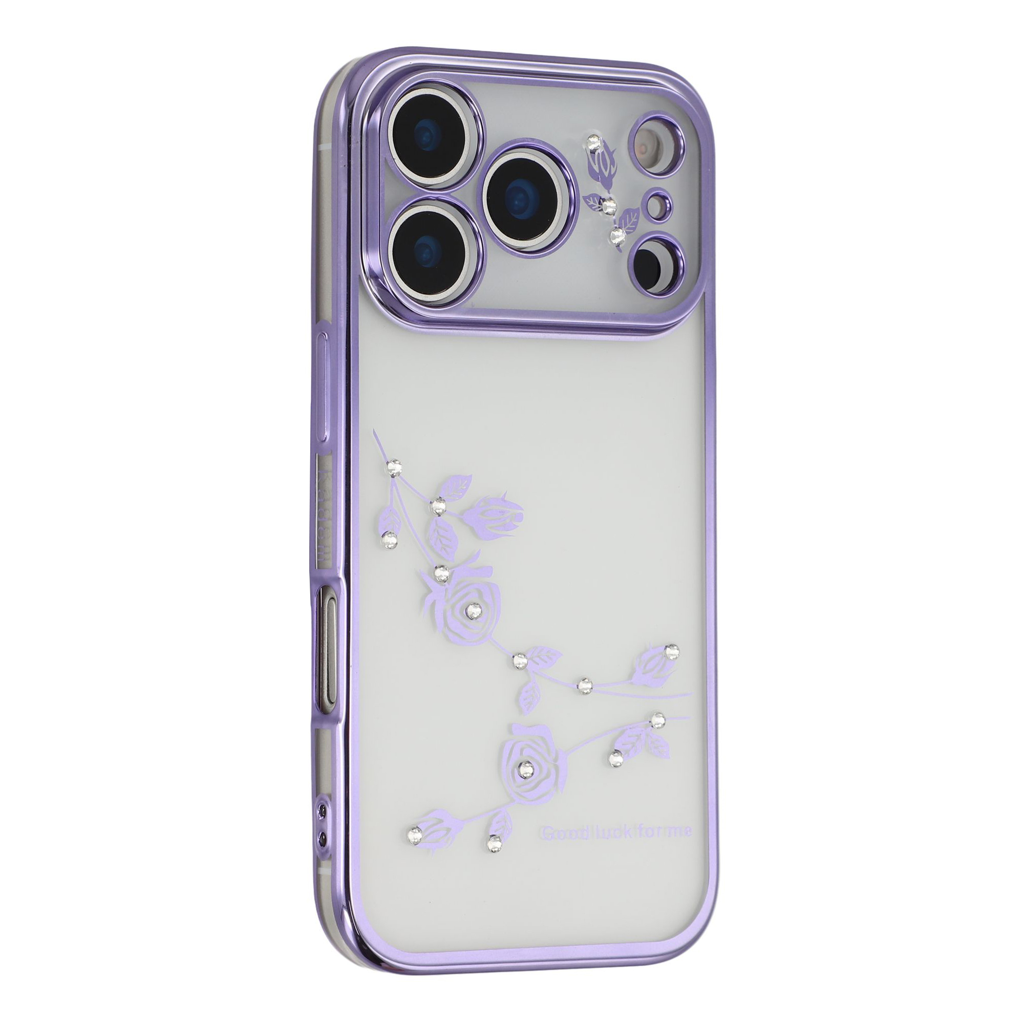 KADEM For iPhone 17 Pro Max Case Flower Rhinestone Decor TPU Phone Cover - Purple